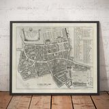 Mapa antiguo de Londres St Giles en 1720 por John Strype y John Stow - Great Russell Street, Lincoln's Inn Fields, High Holborn, Drury Lane
