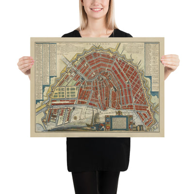 Old Map of Amsterdam in 1766 by Frederik Willem Greebe - The Amstel, The Oude Church, Nieuwevaart, Royal Palace, Lastage