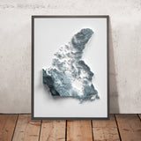 Carte topographique en relief 3D du Canada 