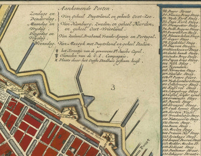 Old Map of Amsterdam in 1766 by Frederik Willem Greebe - The Amstel, The Oude Church, Nieuwevaart, Royal Palace, Lastage