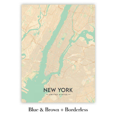 Mapa moderno de la ciudad de Nueva York, NY: Central Park, Empire State Building, Estatua de la Libertad, Times Square, Puente de Brooklyn