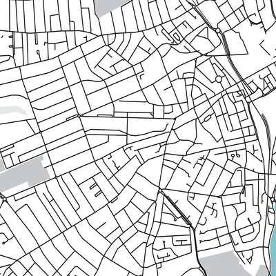 Mapa moderno de la ciudad de Aberdeen, Escocia: centro de la ciudad, Old Aberdeen, Union St, River Dee, Marischal College