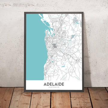 Moderne Stadtkarte von Adelaide, Australien: CBD, Glenelg, Adelaide Oval, Botanische Gärten, Adelaide Zoo 