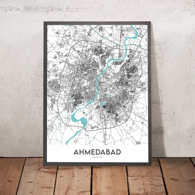Modern City Map of Ahmedabad, Gujarat: Sabarmati River, Kankaria Lake, C.G. Road, S.G. Highway, Vastrapur