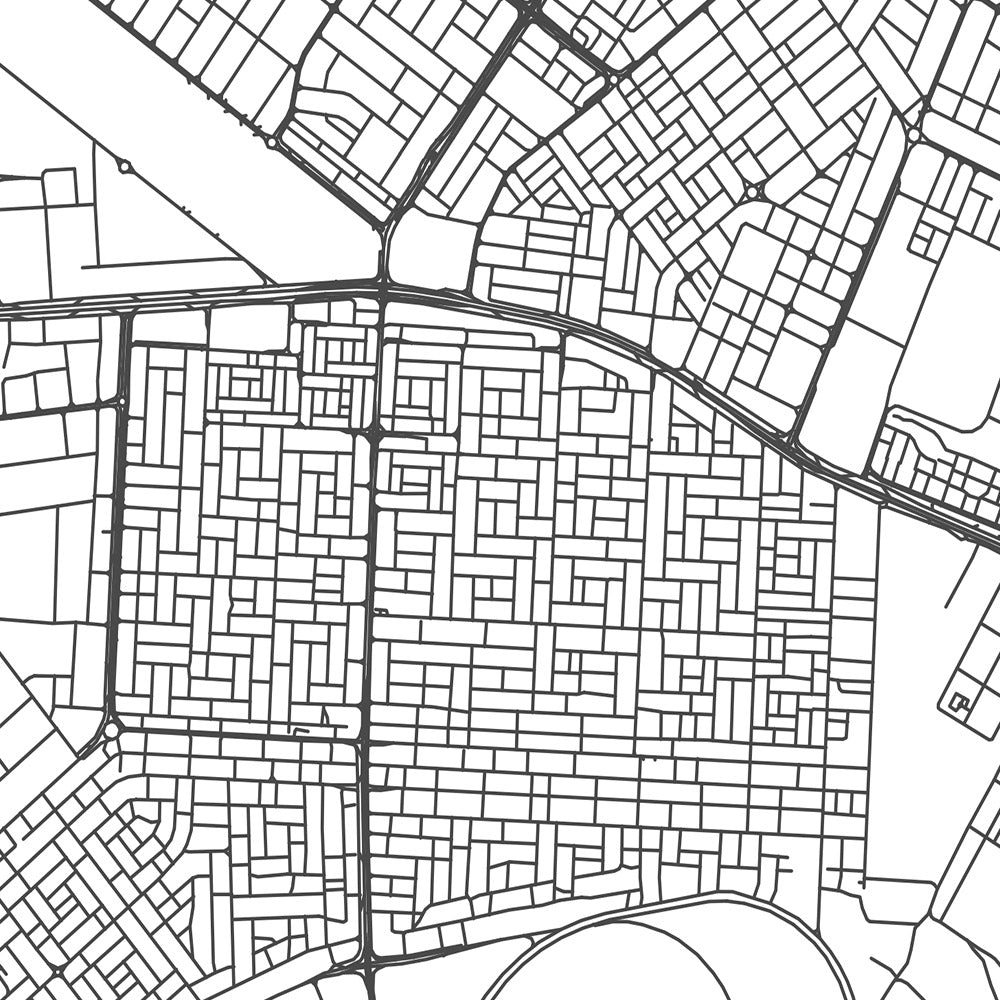 Mapa moderno de la ciudad de Ajman, EAU: Al Nuaimiya, Al Rawda, Al Zahra, Calle Bin Zayed, Calle Bin Humaid 