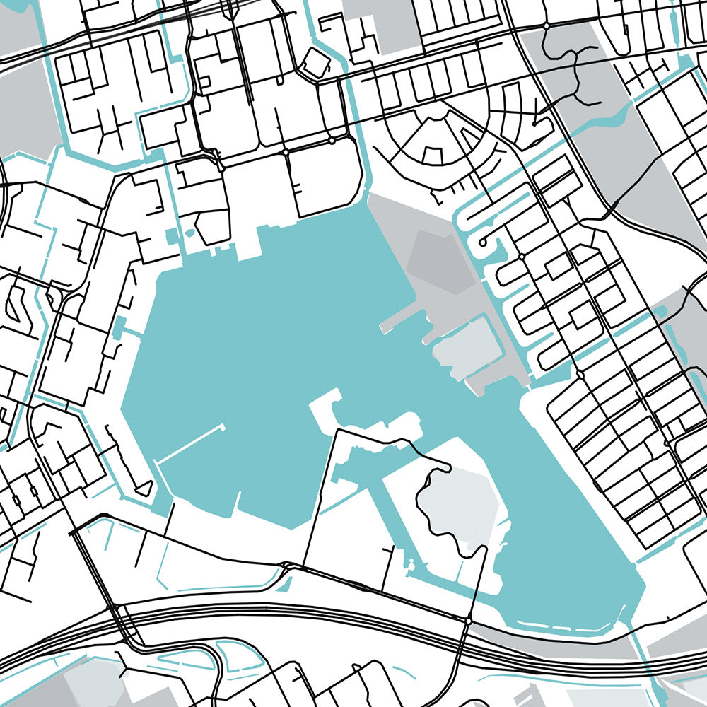 Plan de la ville moderne d'Almere, Pays-Bas : Almere Stad, Almere Centrum, De Observant, A6, N702
