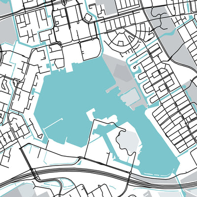 Plan de la ville moderne d'Almere, Pays-Bas : Almere Stad, Almere Centrum, De Observant, A6, N702