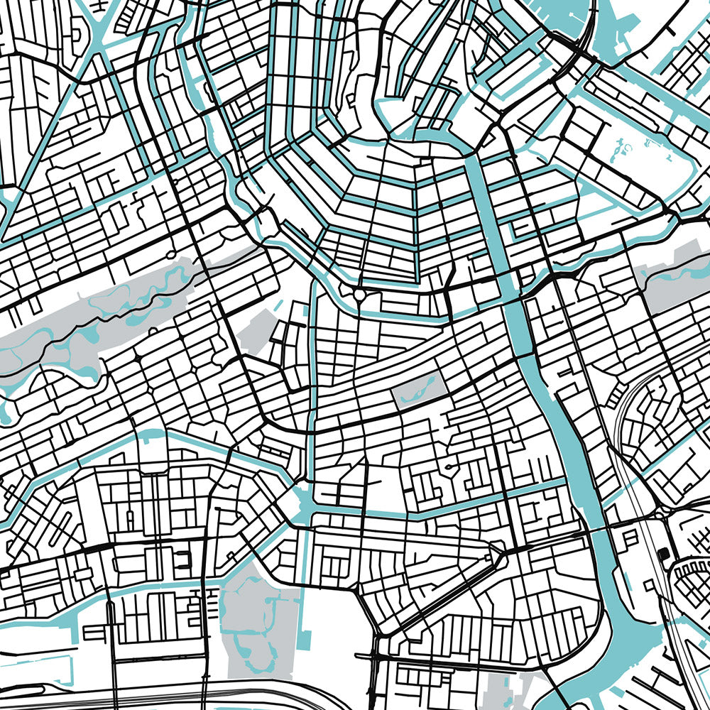 Mapa moderno de la ciudad de Ámsterdam, Países Bajos: Rijksmuseum, Museo Van Gogh, Museo Stedelijk, Casa de Ana Frank, Palacio Real