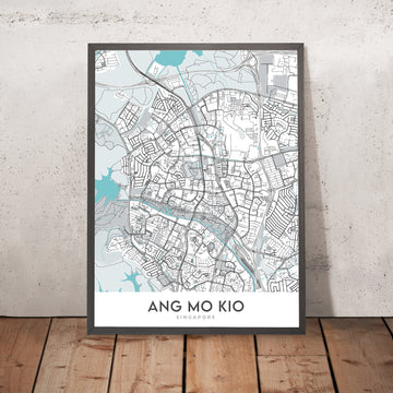 Mappa della città moderna di Ang Mo Kio, Singapore: Parco Bishan-Ang Mo Kio, Riserva di Lower Peirce, AMK Hub, Yio Chu Kang Rd, Ang Mo Kio Ave 3 
