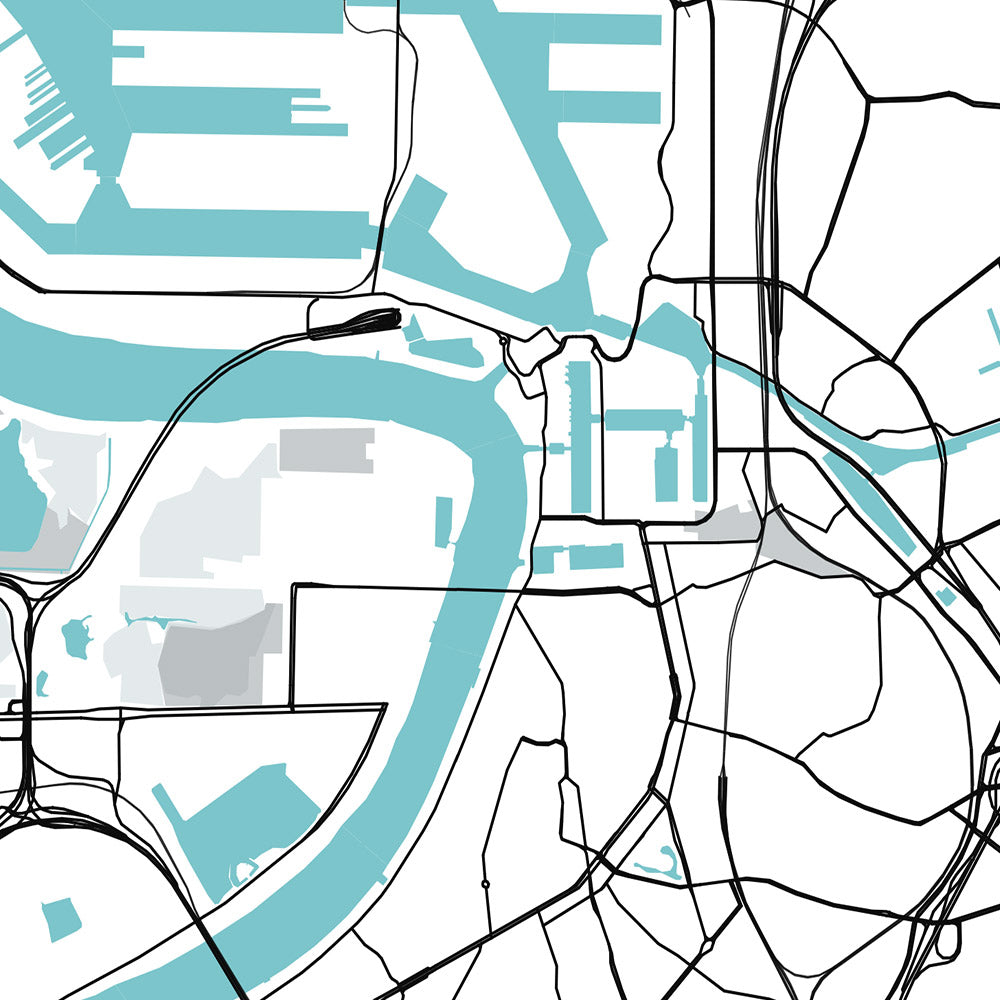 Modern City Map of Antwerp, Belgium: Central Station, Cathedral, City Hall, Zoo, Diamond District