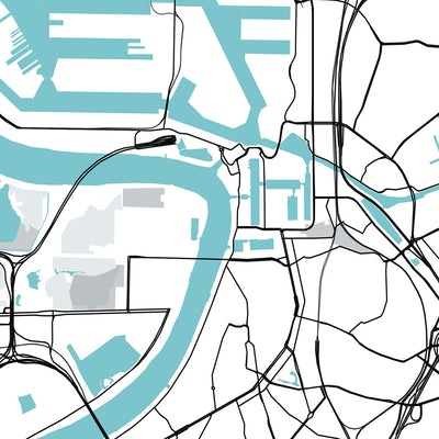 Modern City Map of Antwerp, Belgium: Central Station, Cathedral, City Hall, Zoo, Diamond District