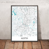 Moderne Stadtkarte von Austin, TX: Innenstadt, Universität von Texas, Zilker Park, I-35, US-183 