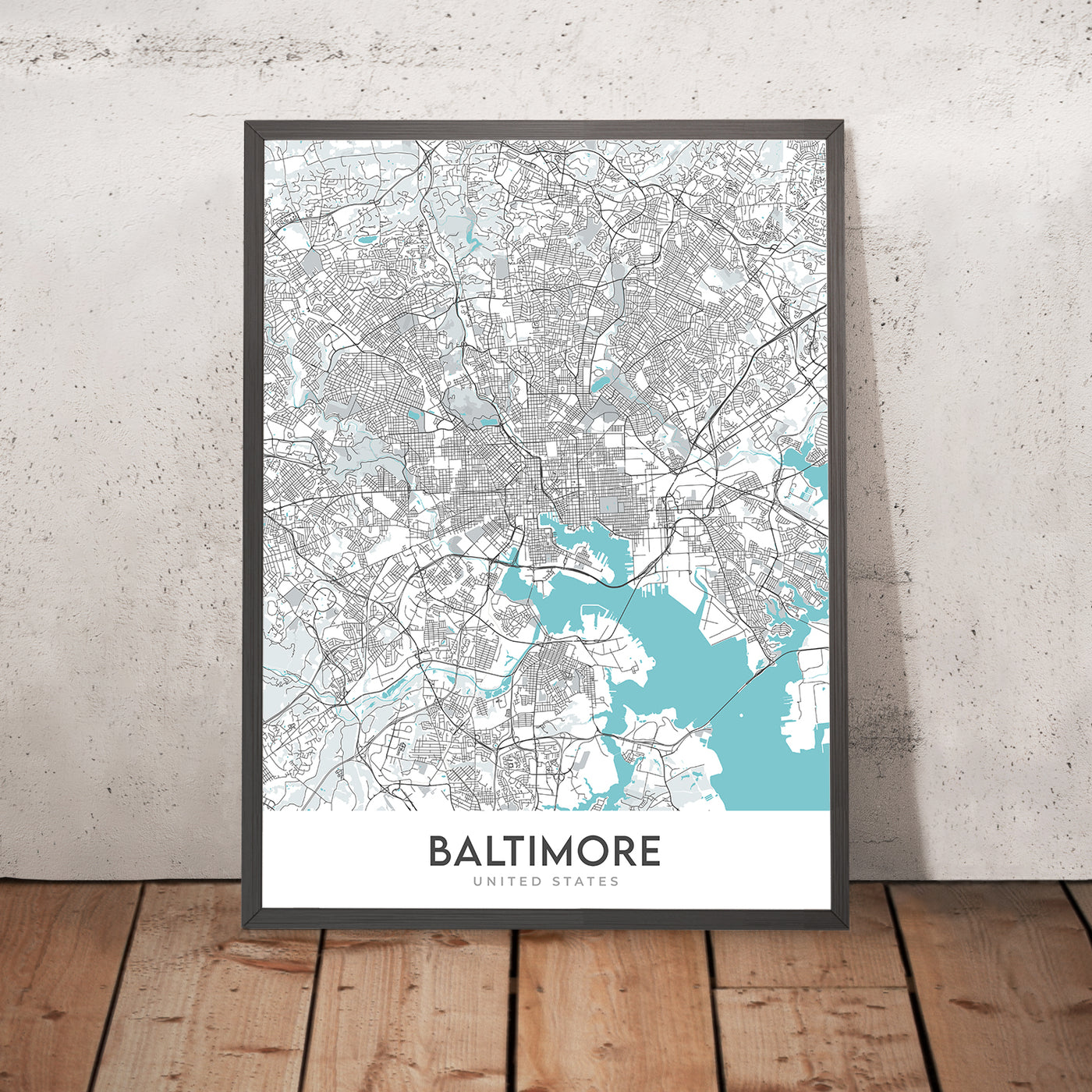Plan de la ville moderne de Baltimore, MD : Inner Harbor, Oriole Park, U. du Maryland