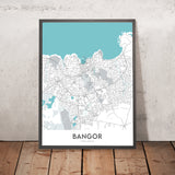 Mapa de la ciudad moderna de Bangor, Irlanda del Norte: Ballyholme, Castillo de Bangor, Parque Ward, A2, Marina 