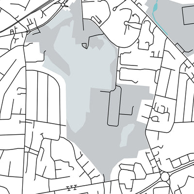 Modern Town  Map of Bangor, NI: Ballyholme, Bangor Castle, Ward Park, A2, Marina