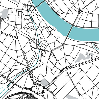 Mapa moderno de la ciudad de Basilea, Suiza: Altstadt, Catedral de Basilea, Zoológico, Universidad, Río Rin