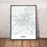 Moderne Stadtkarte von Bern, Schweiz: Bundeshaus, Zytglogge, Aare, Breitenrain-Lorraine, Länggasse-Felsenau 
