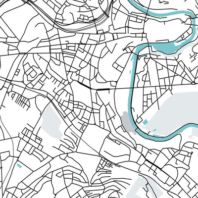 Modern City Map of Bern, Switzerland: Bundeshaus, Clock Tower, Aare River, Breitenrain-Lorraine, Länggasse-Felsenau