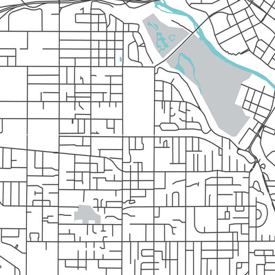 Mapa moderno de la ciudad de Boise, ID: Centro, Universidad Estatal de Boise, Capitolio del Estado de Idaho, Hyde Park, Río Boise