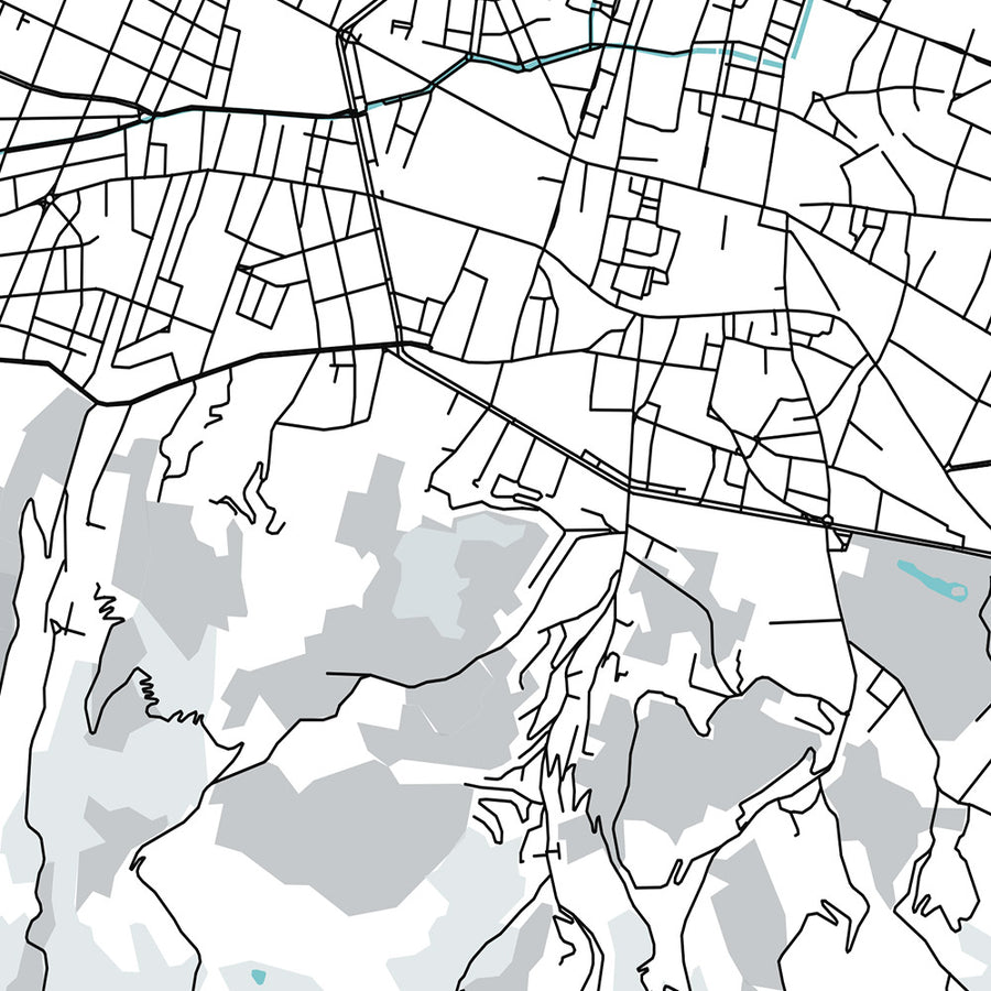 Mapa moderno de la ciudad de Bolonia, Italia: Piazza Maggiore, Basílica de San Petronio, Torre degli Asinelli, distrito universitario, zona industrial