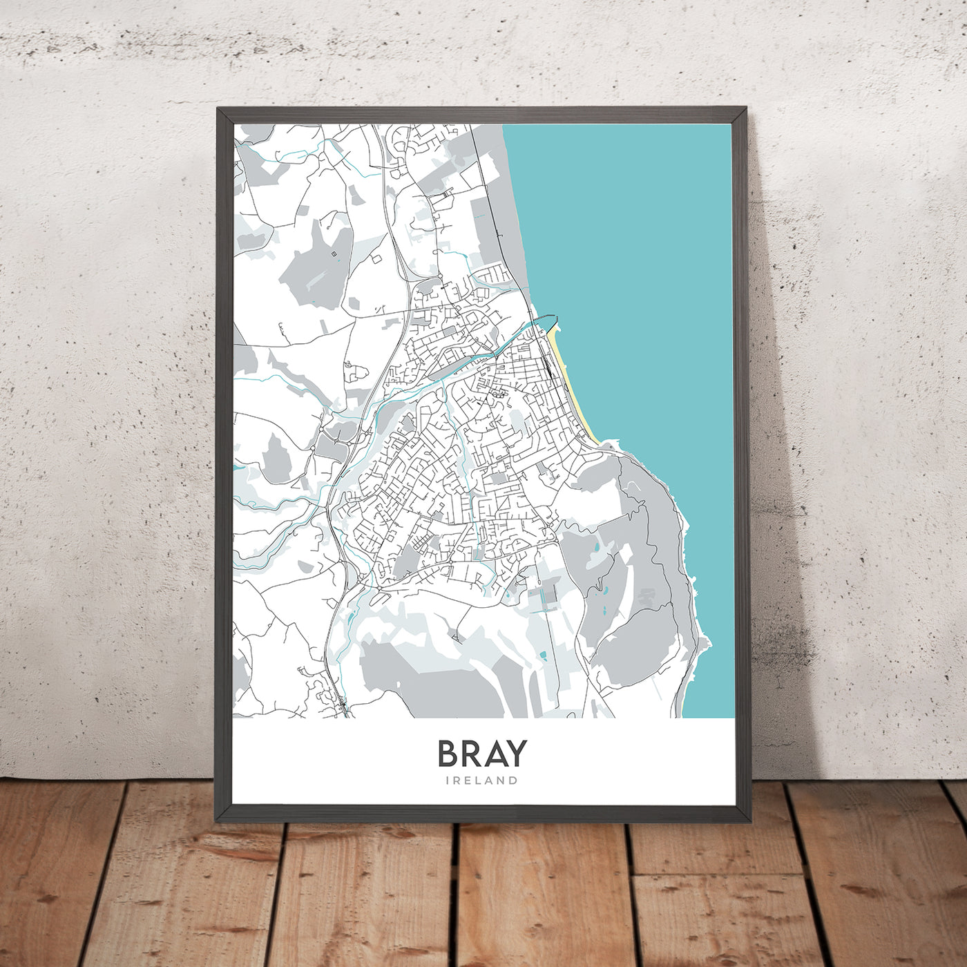 Modern Town Map of Bray, Ireland: Bray Head, Bray Harbour, Bray Head Nature Reserve, N11, R117
