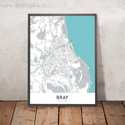 Modern Town Map of Bray, Ireland: Bray Head, Bray Harbour, Bray Head Nature Reserve, N11, R117