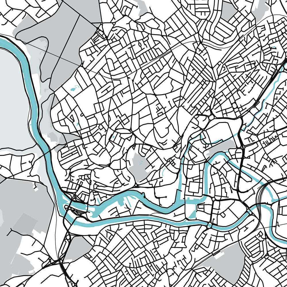 Moderne Stadtkarte von Bristol, Großbritannien: Clifton-Hängebrücke, SS Great Britain, Bristol-Kathedrale, Cabot Tower, Bristol Zoo 