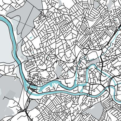 Moderne Stadtkarte von Bristol, Großbritannien: Clifton-Hängebrücke, SS Great Britain, Bristol-Kathedrale, Cabot Tower, Bristol Zoo 