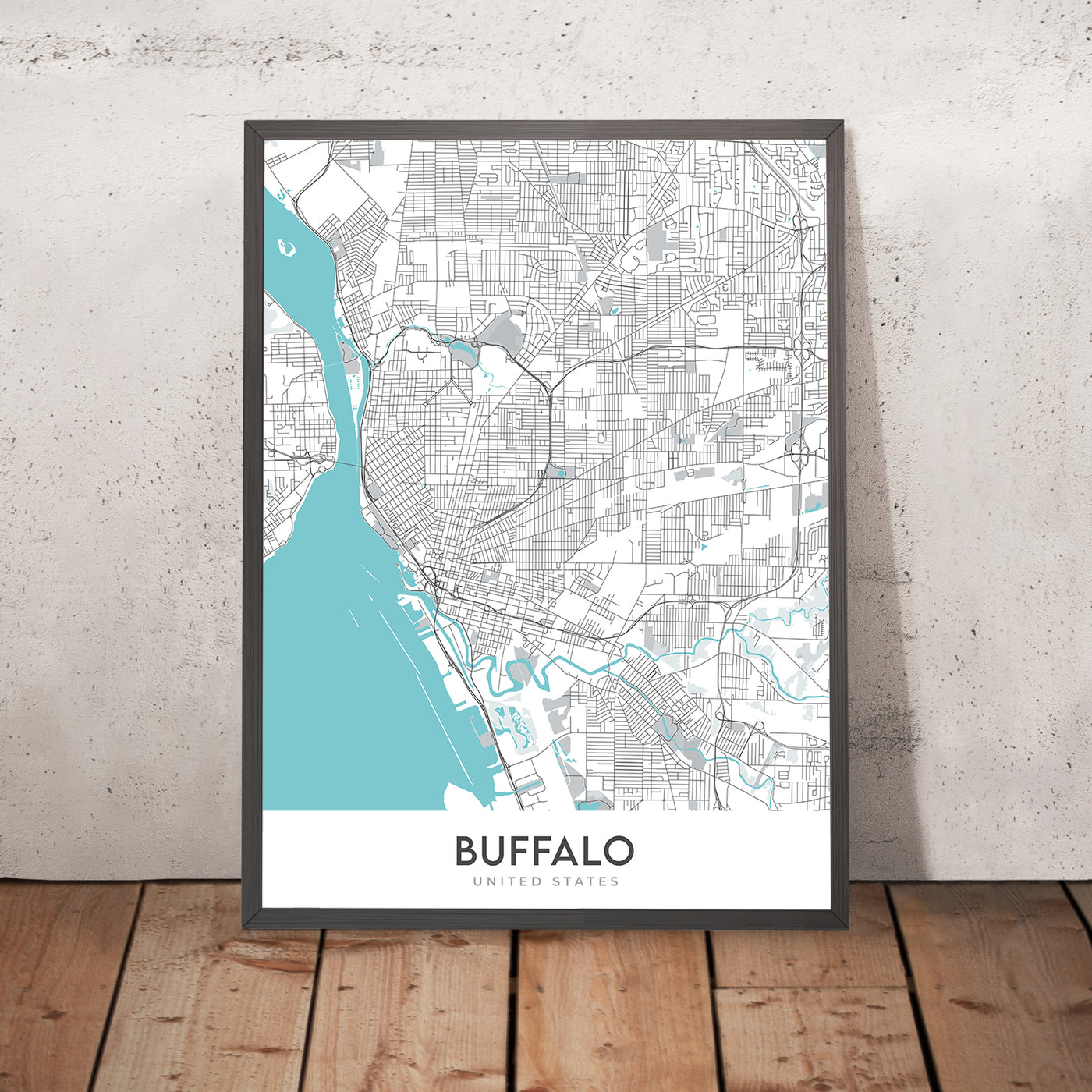 Moderne Stadtkarte von Buffalo, NY: Allentown, Delaware Park, Elmwood Village, First Niagara Center, Universität von Buffalo 