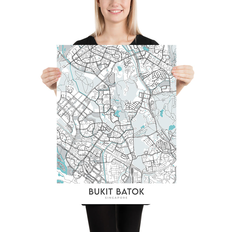 Modern City Map of Bukit Batok, Singapore: Nature Park, Little Guilin, West Mall, Old Ford Motor Factory, Memorial