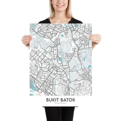 Modern City Map of Bukit Batok, Singapore: Nature Park, Little Guilin, West Mall, Old Ford Motor Factory, Memorial