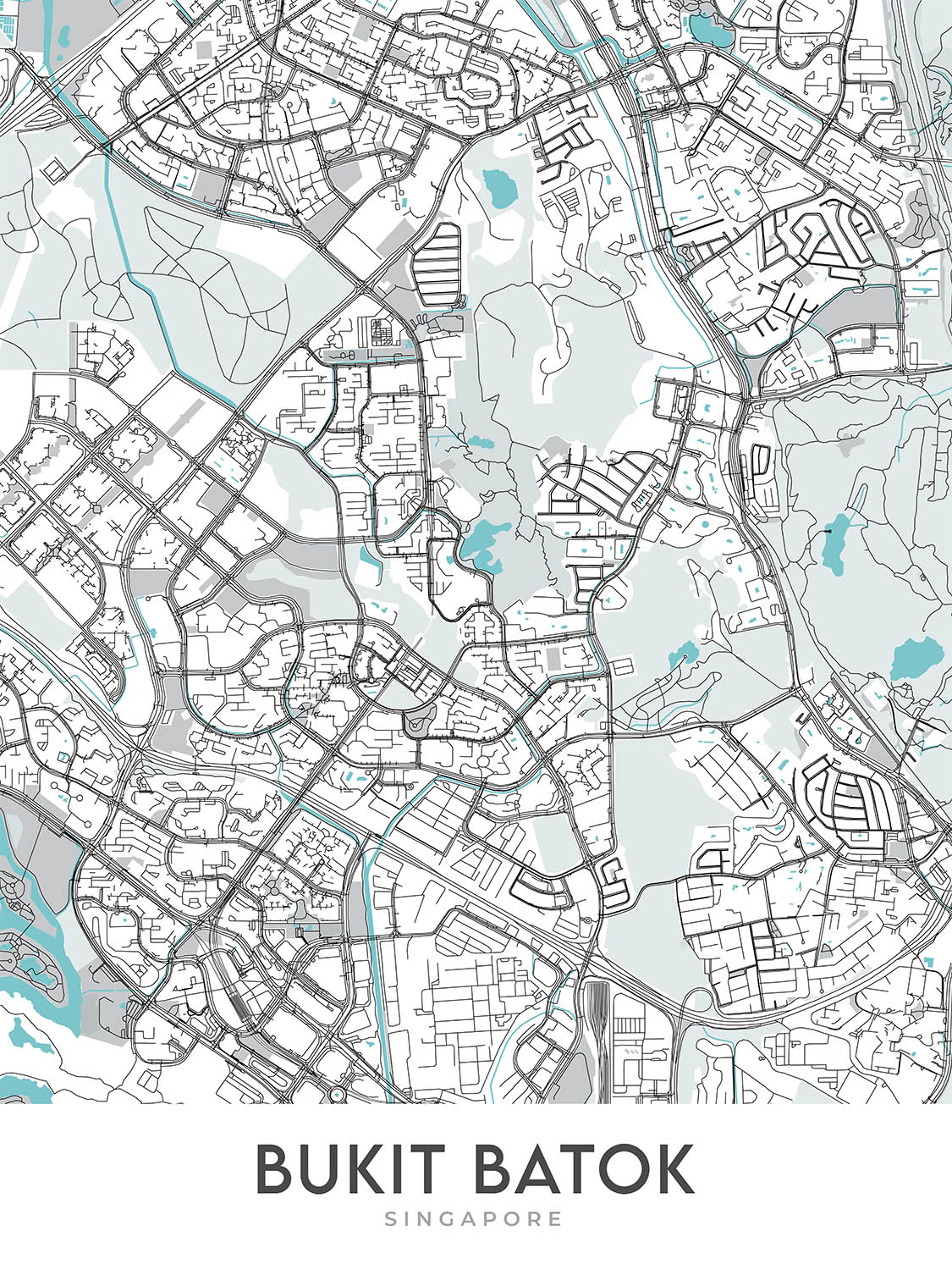 Modern City Map of Bukit Batok, Singapore: Nature Park, Little Guilin, West Mall, Old Ford Motor Factory, Memorial