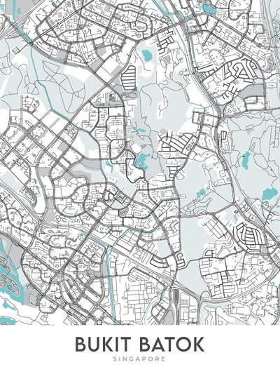 Modern City Map of Bukit Batok, Singapore: Nature Park, Little Guilin, West Mall, Old Ford Motor Factory, Memorial