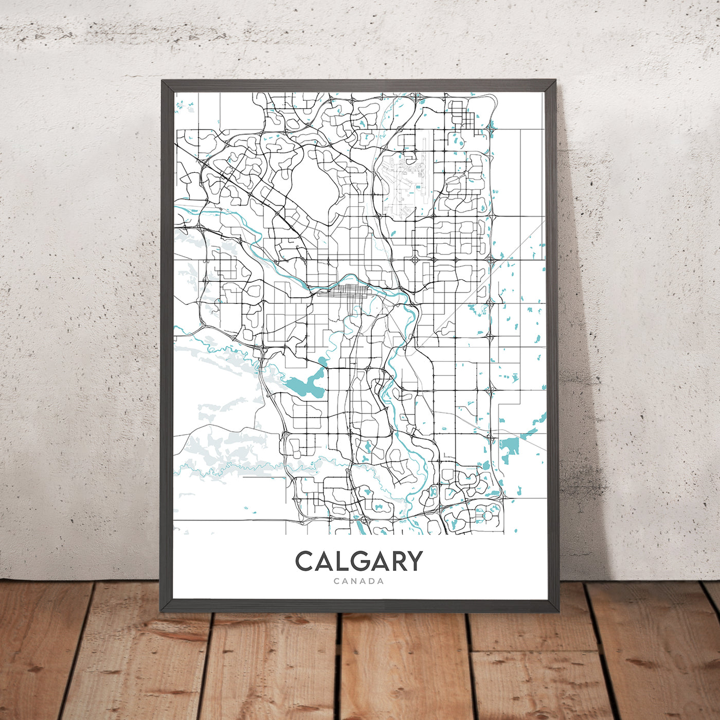 Moderne Stadtkarte von Calgary, AB: Innenstadt, Calgary Tower, Prinz-Insel-Park, Crowchild Trail, Glenmore Trail 