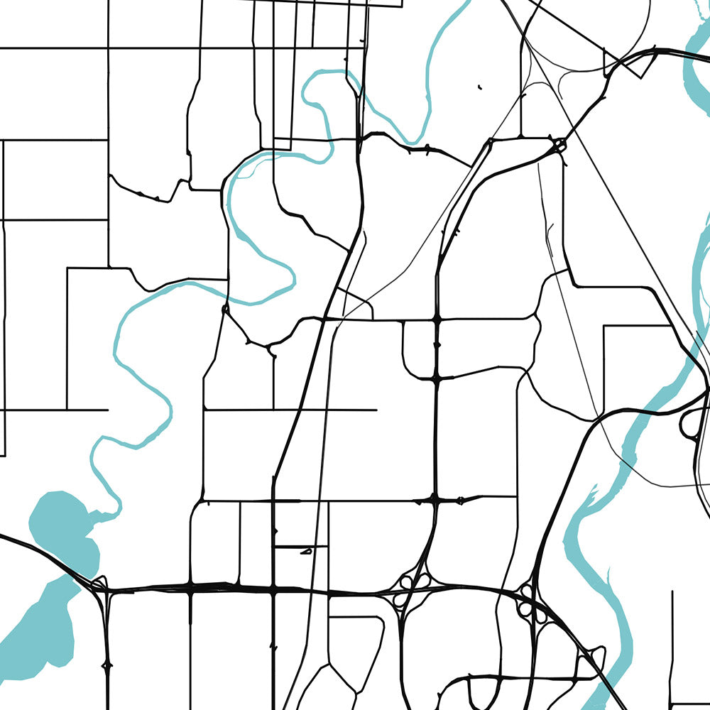 Moderne Stadtkarte von Calgary, AB: Innenstadt, Calgary Tower, Prinz-Insel-Park, Crowchild Trail, Glenmore Trail 