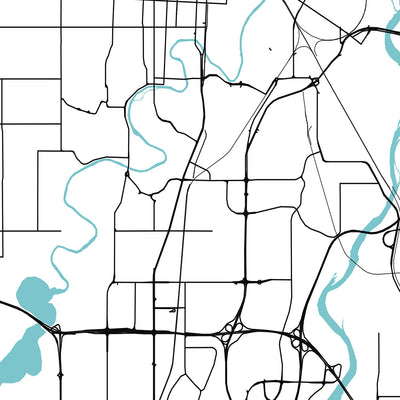 Moderne Stadtkarte von Calgary, AB: Innenstadt, Calgary Tower, Prinz-Insel-Park, Crowchild Trail, Glenmore Trail 