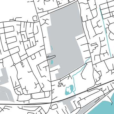 Mapa moderno de la ciudad de Carrickfergus, Irlanda del Norte: Castillo de Carrickfergus, Belfast Lough, A2, Eden, Woodburn 