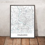 Modern City Map of Charleroi, Belgium: City Centre, Airport, Stadium, University, Museum