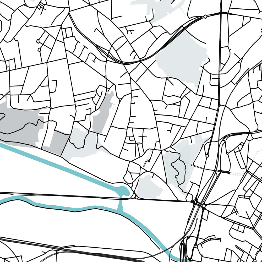 Mapa moderno de la ciudad de Charleroi, Bélgica: centro de la ciudad, aeropuerto, estadio, universidad, museo