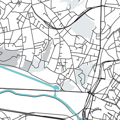 Mapa moderno de la ciudad de Charleroi, Bélgica: centro de la ciudad, aeropuerto, estadio, universidad, museo