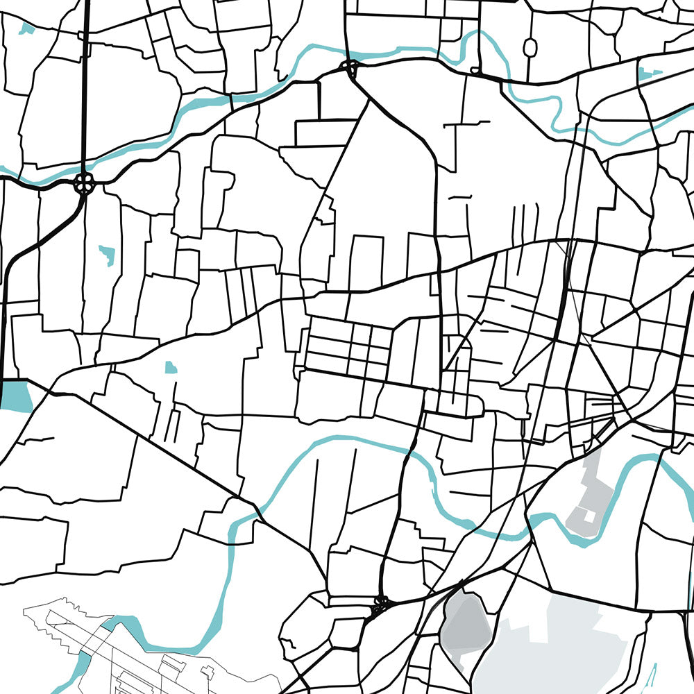 Mapa moderno de la ciudad de Chennai, India: Marina Beach, Fort St. George, T. Nagar, Anna Salai, Mylapore