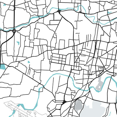 Mapa moderno de la ciudad de Chennai, India: Marina Beach, Fort St. George, T. Nagar, Anna Salai, Mylapore