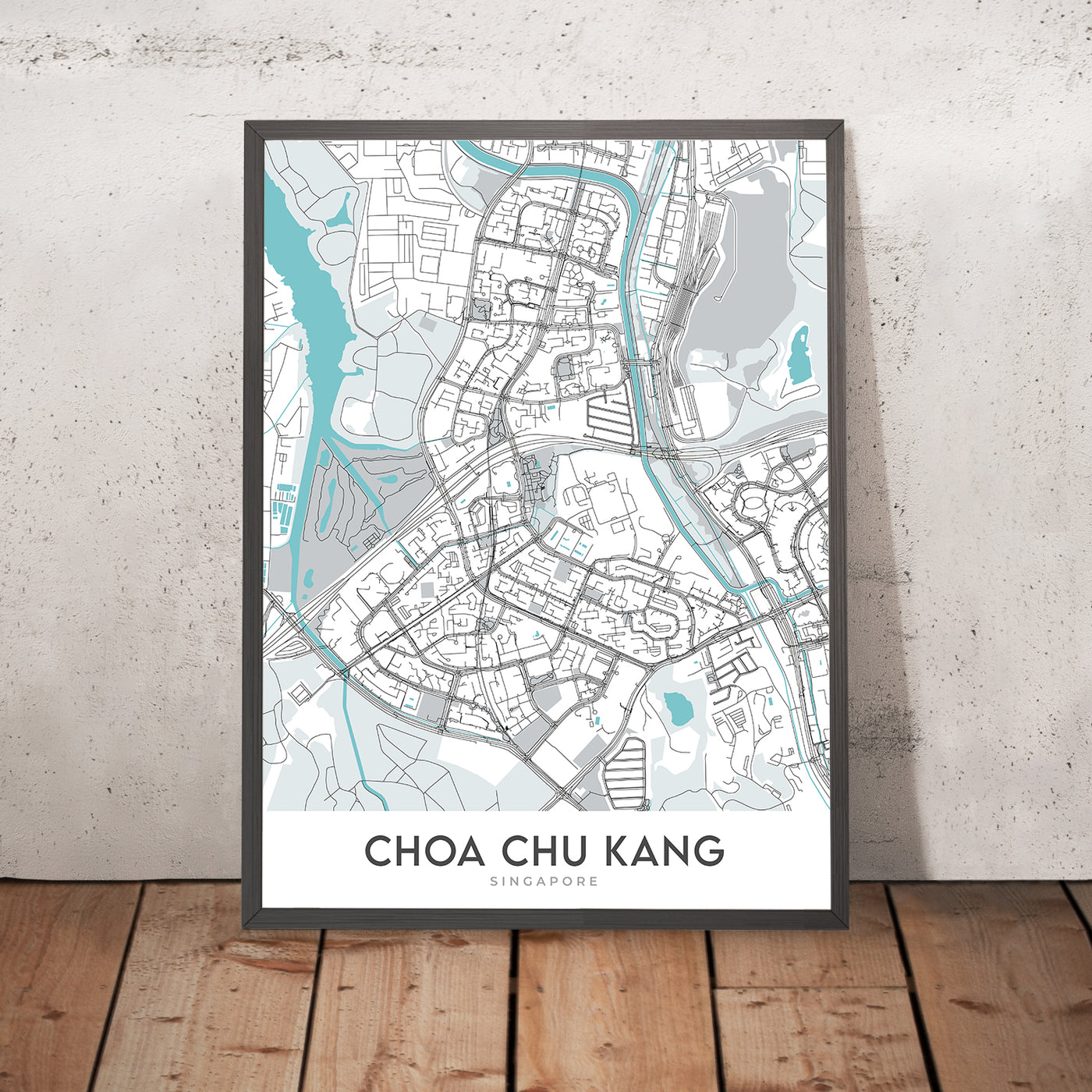 Modern City Map of Choa Chu Kang, Singapore: MRT Station, Lot One Mall, CCK Park, Warren Golf Club, Teck Whye Centre