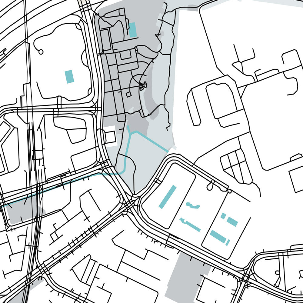 Modern City Map of Choa Chu Kang, Singapore: MRT Station, Lot One Mall, CCK Park, Warren Golf Club, Teck Whye Centre