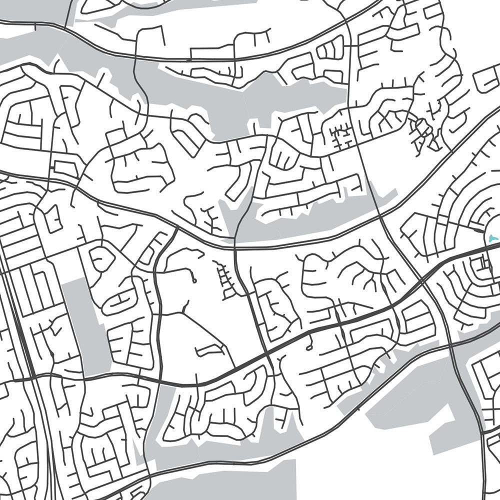Plan de la ville moderne de Chula Vista, Californie : Castle Park, Eastlake, Interstate 5, Interstate 805, baie de San Diego