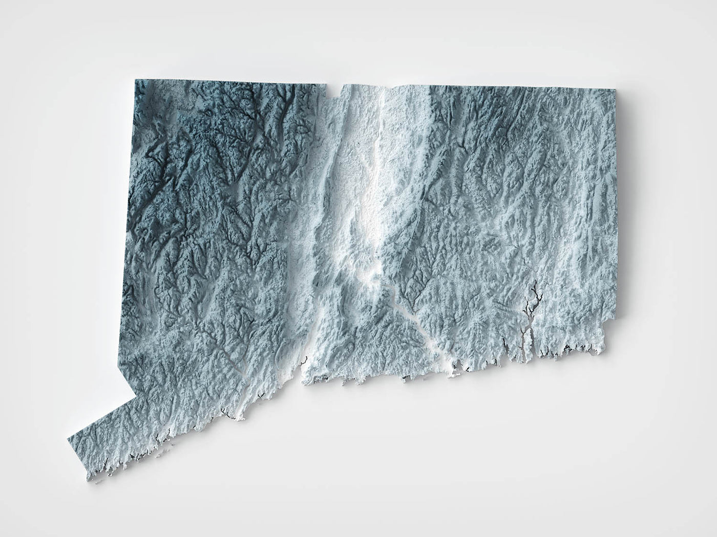 Connecticut Topografische 3D-Reliefkarte 