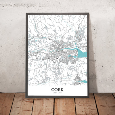 Mapa moderno de la ciudad de Cork, Irlanda: Castillo de Blarney, Ayuntamiento de Cork, Parque Fitzgerald, N20, N22