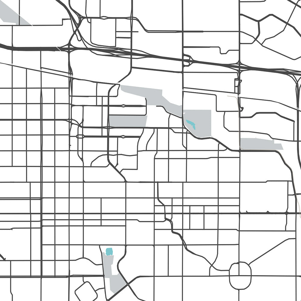 Moderne Stadtkarte von Denver, CO: Red Rocks, Stadtpark, Larimer Sq, Highlands, Capitol Hill 