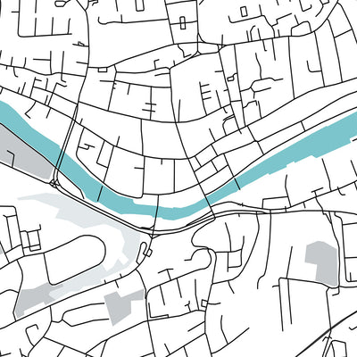 Mapa moderno de la ciudad de Drogheda, Irlanda: Puerta de San Lorenzo, Iglesia de Santa María, Iglesia de San Pedro, Iglesia de San Vicente, Castillo de Termonfeckin