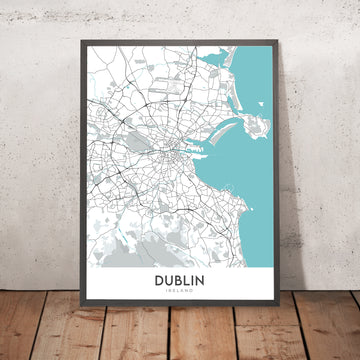 Mappa della città moderna di Dublino, Irlanda: Stadio Aviva, Cattedrale di Christ Church, Croke Park, Guinness Storehouse, Parco Phoenix 